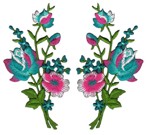 #ab36 Blumen Set 2 Stück Aufnäher Applikation Bügelbild Größe je Aufnäher 5,5 x 11,0 cm