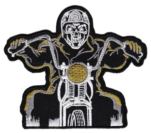 #ad76 Ghostrider Biker Motorrad Skelett Aufnäher Patch Applikation Bügelbild Größe 10,0 x 8,5 cm