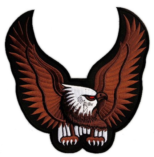 #Backpatch #15 Adler Dunkelbraun XXL Biker Rückenaufnäher Back Patch Eagle Groß 24 x 24 cm