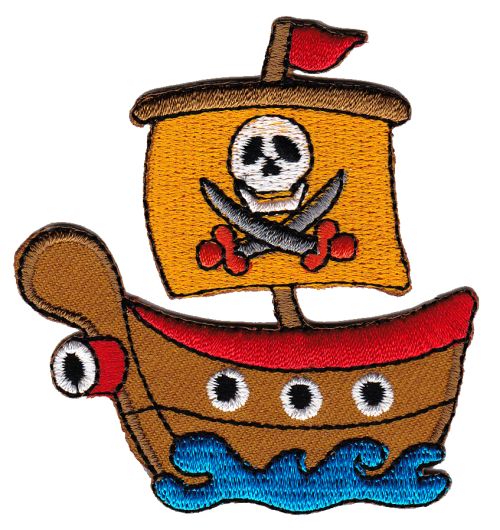 #aa15 Piraten Schiff Kinder Aufnäher Bügelbild Applikation Größe 7,0 x 7,0 cm