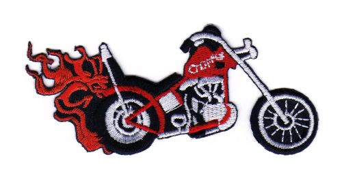 #ab98 Chopper Motorcycle Red Biker Patch Iron-On Application Size 11.0 x 5.0 cm