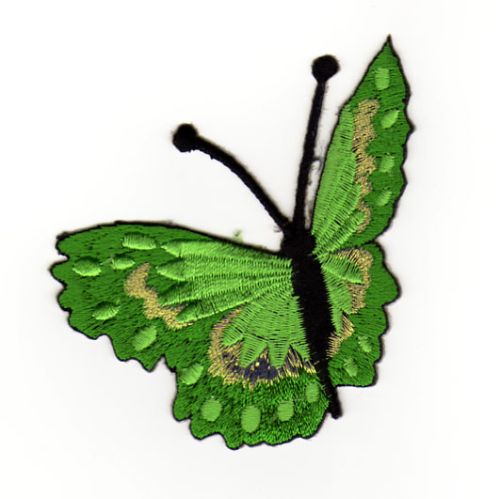 #ae64 Schmetterling Grün Aufnäher Butterfly Applikation Bügelbild Flicken Patch Größe 7,1 x 7,0 cm