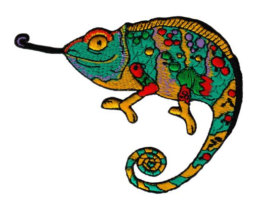 #ac98 Chamäleon Bunt Reptil Aufnäher Bügelbild Applikation Patch Flicken Größe 10,3 x 7,7 cm