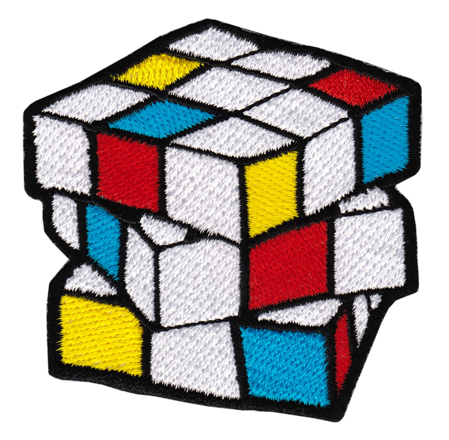 #ab45 Embroidered Rubik's Cube Iron-On Patch Applique Size 6.5 x 6.5 cm