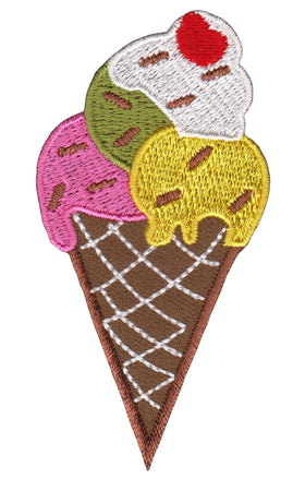 #ae16 Waffle Ice Cream Ice Cream Patch Applique Iron-On Patch Size 4.3 x 8.5 cm