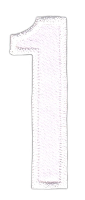 #be11 Number One White Number 1 Patch Iron-On Application Patch Size 1.7 x 5.0 cm