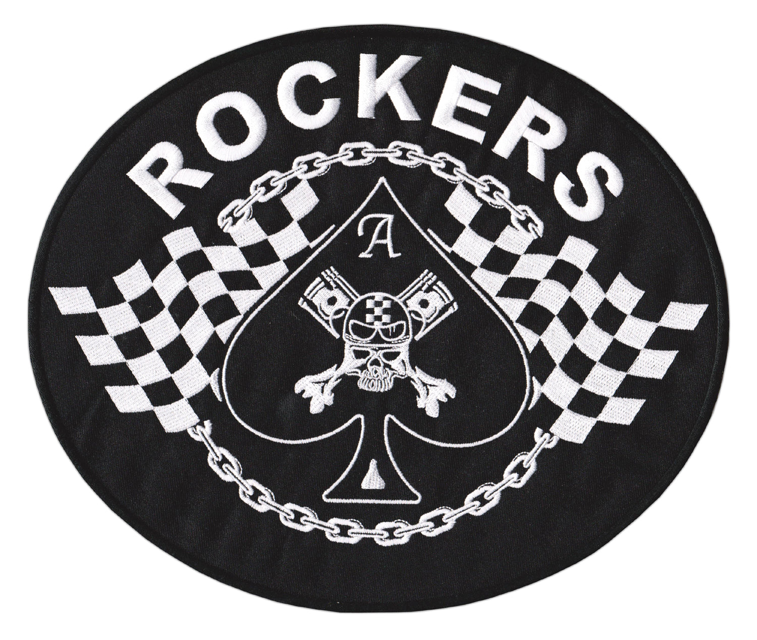 #Backpatch #50 Rockers Skull Chain Flag Spade Racer Biker Back Patch Large 25.5 x 21.5 cm