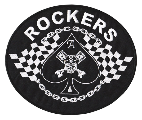 #Backpatch #50 Rockers Totenkopf Ketten Flagge Pik Racer Biker Rückenaufnäher Back Patch Groß 25,5 x 21,5 cm