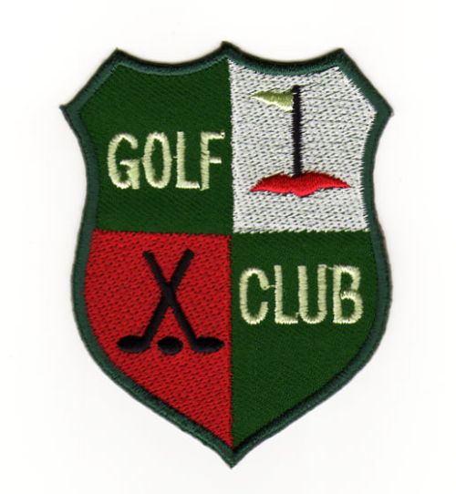 #ae07 Golf Club Abzeichen Grün Wappen Sport Aufnäher Applikation Bügelbild Patch Größe 6,2 x 8,0 cm