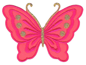 #bk46 Schmetterling klein Pink Aufnäher Bügelbild Applikation Aufbügler Patch Größe 5,2 x 3,7 cm