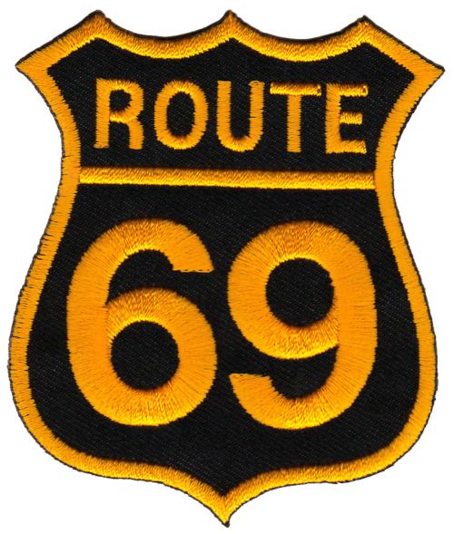 #ab60 Route 69 Biker USA Aufnäher Patch Bügelbild Applikation Patch Größe 7,0 x 8,2 cm