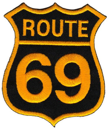 #ab60 Route 69 Biker USA Aufnäher Patch Bügelbild Applikation Patch Größe 7,0 x 8,2 cm