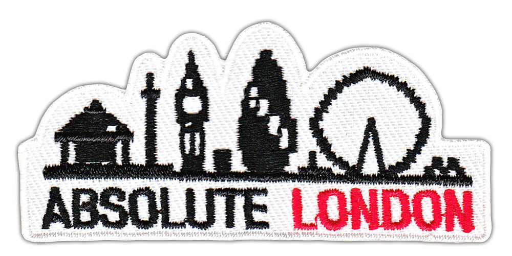 #as45 Absolute London Aufnäher Bügelbild Aufbügler Applikation Patch Größe 7,5 x 3,5 cm