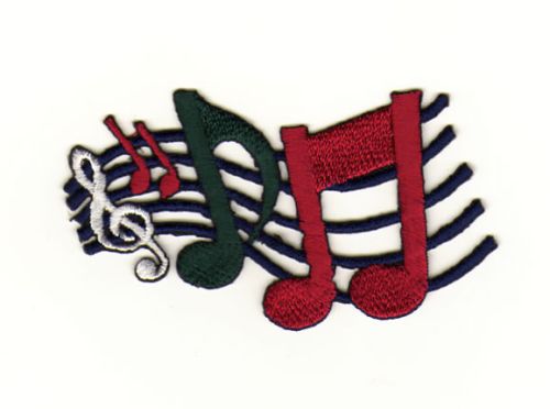 #aa12 Treble Clef Music Notes Patch Iron-On Application Size 7.4 x 5.0 cm