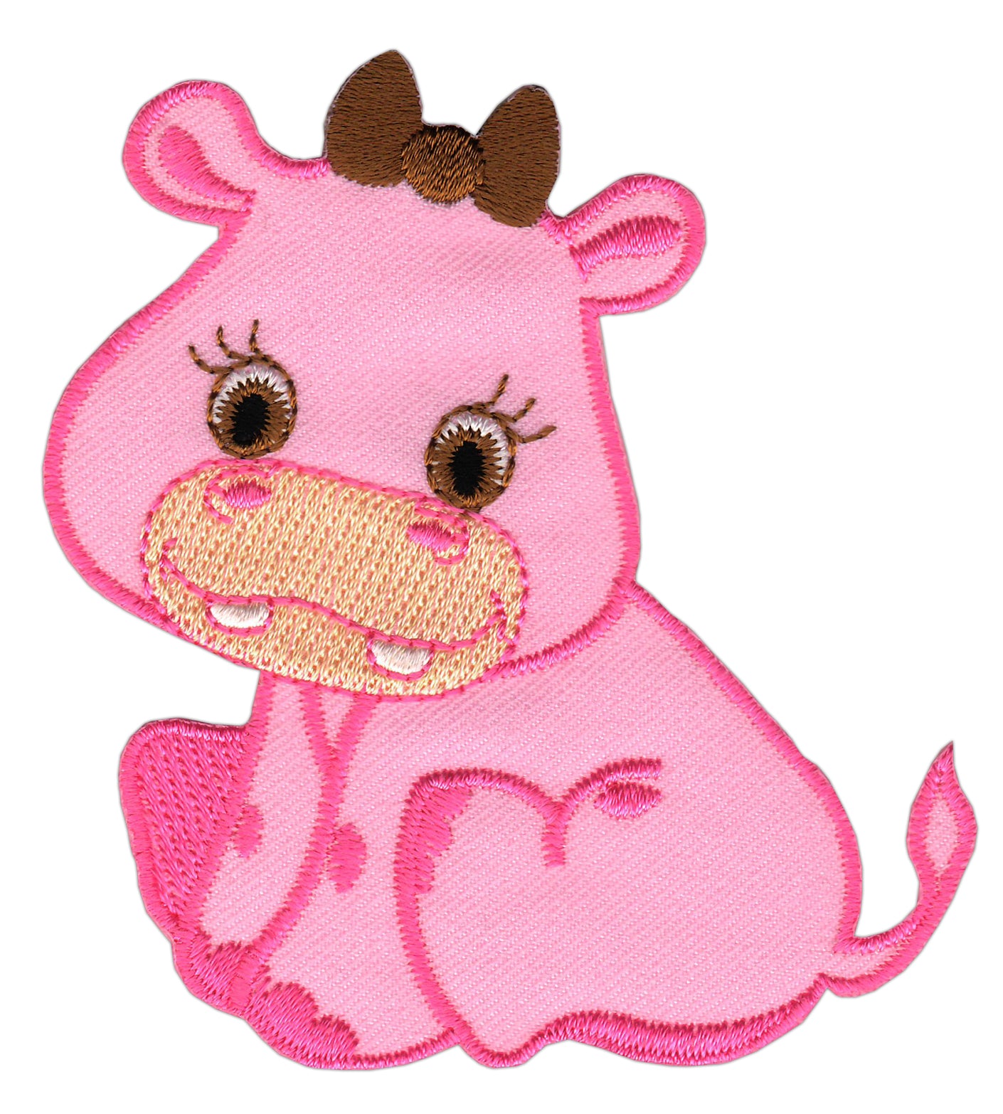 #ab34 Cow Calf Pink Animal Patch Iron-On Patch Application Size 8.2 x 8.4 cm