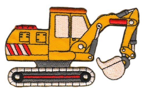 #ad16 Excavator Yellow Construction Vehicle Patch Iron-On Application Size 9.5 x 5.5 cm