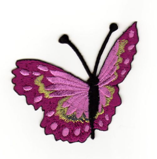 #ae62 Schmetterling Pink Violett Aufnäher Butterfly Applikation Bügelbild Flicken Patch Größe 7,1 x 7,0 cm
