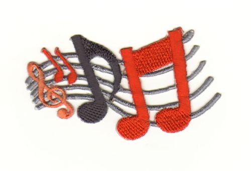 #aa08 Treble Clef Music Notes Patch Iron-On Application Size 7.4 x 5.0 cm