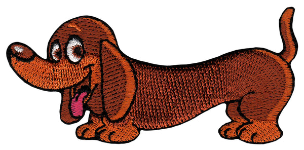 #am42 Hund Dackel Aufnäher Bügelbild Applikation Patch Größe 8,2 x 3,8 cm