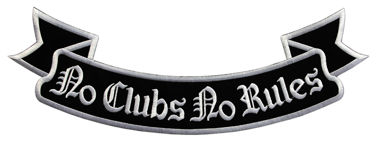 #Backpatch #60 No Clubs No Rules Bottom Rocker Biker Kutte Rückenaufnäher Back Patch Groß 33,5 x 11,5 cm