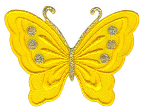 #bk63 Schmetterling klein Gelb Aufnäher Bügelbild Applikation Aufbügler Patch Größe 5,2 x 3,7 cm