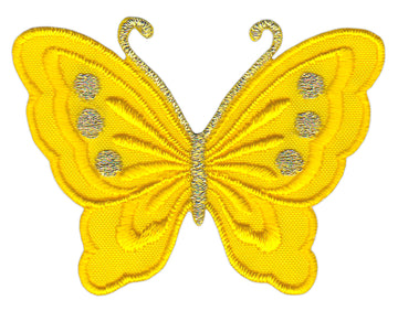 #bk63 Schmetterling klein Gelb Aufnäher Bügelbild Applikation Aufbügler Patch Größe 5,2 x 3,7 cm