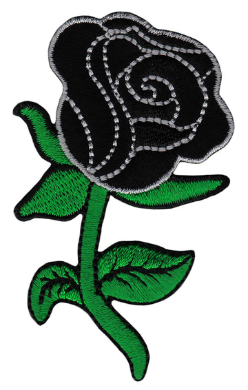 #bk71 Rose Black Flower Blossom Patch Iron-On Applique Patch Size 5.0 x 8.3 cm