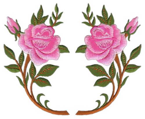 #am38 Rose Flower Pink Set of 2 Patches Iron-On Patch Application Size of each patch 6.3 x 10.6 cm