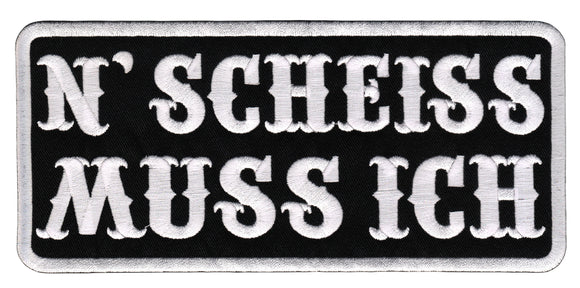 #Backpatch #70 N' SCHEISS MUSS ICH Patch Large Black Iron-On Patch Application Size 20 x 9 cm