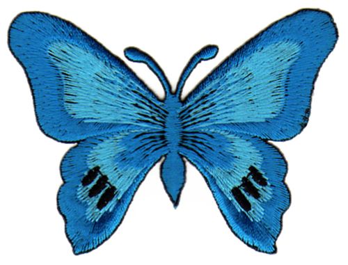 #ae19 Butterfly Blue Butterfly Motif Applique Iron-On Patch Children Patch Size 7.5 x 5.7 cm