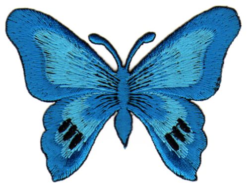 #ae19 Schmetterling Blau Butterfly Falter Aufnäher Applikation Bügelbild Flicken Kinder Patch Größe 7,5 x 5,7 cm