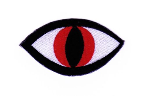 #ac55 Auge Rot Katzenauge Aufnäher Patch Bügelbild Applikation Größe 7,5 x 4,0 cm