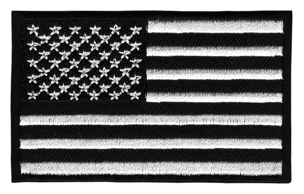 #bk40 Flagge USA Schwarz Weiß Aufnäher Bügelbild Applikation Aufbügler Patch Größe 8,0 x 4,8 cm