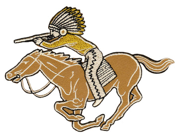 #aa96 Indianer auf Pferd Aufnäher Bügelbild Applikation Patch Größe 10,0 x 7,6 cm