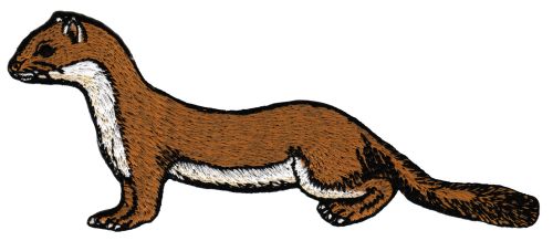 #ac23 Wiesel Marder Otter Braun Tier Aufnäher Patch Applikation Bügelbild Größe 13,8 x 5,5 cm
