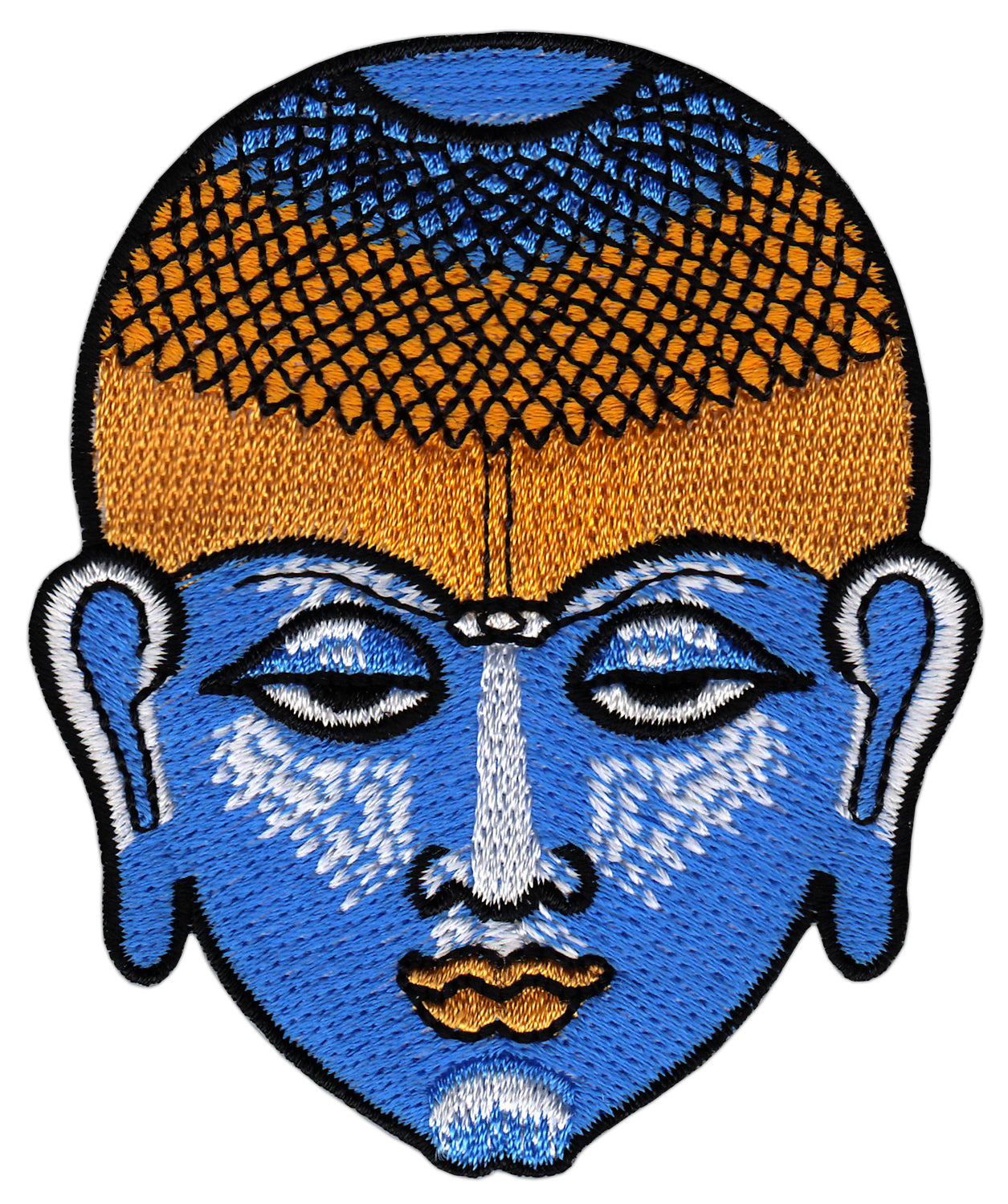 #bk87 Buddha Head Blue Esoteric Om Patch Iron-On Application Patch Size 6.8 x 8.3 cm