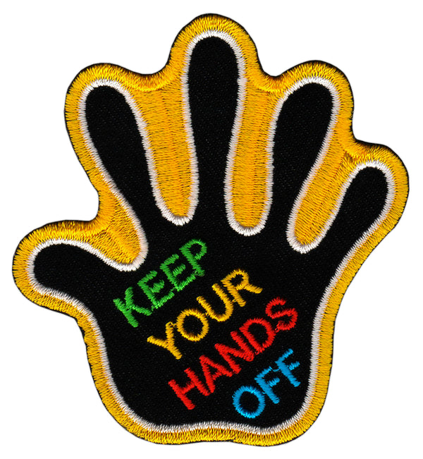 #as04 Hand Keep Your Hands Off Aufnäher Bügelbild Applikation Patch Größe 6,7 x 7,3 cm