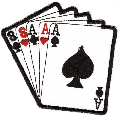 #ab39 Karten Full House Poker Aufnäher Bügelbild Applikation Größe 10,0 x 9,5 cm