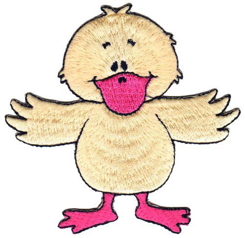#ad27 Ente Vanille Pink Tier Vogel Kinder Aufnäher Bügelbild Applikation Flicken Patch Größe 8,1 x 7,9 cm