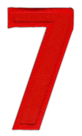 #ao89 Number Seven Red Number 7 Patch Iron-On Application Patch Size 2.5 x 5.0 cm