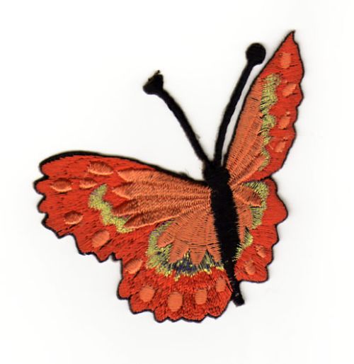 #ae61 Schmetterling Orange Aufnäher Butterfly Applikation Bügelbild Flicken Patch Größe 7,1 x 7,0 cm