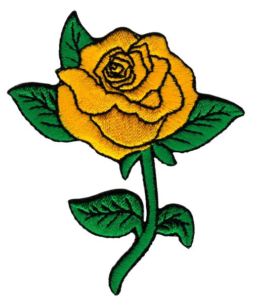 #ah77 Rose Gelb Blume Aufnäher Bügelbild Aufbügler Applikation Patch Größe 6,5 x 7,8 cm