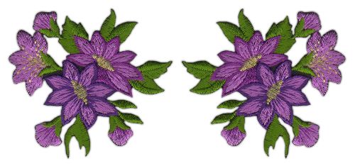 #ag17 Flowers Purple Set of 2 Patches Iron-On Patch Application Size of each patch 6.0 x 5.5 cm