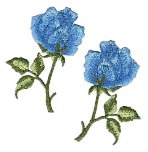 #ak47 Rose Blume Blau Set 2 Stück Aufnäher Bügelbild Patch Applikation Größe je Aufnäher 4,5 x 7,2 cm