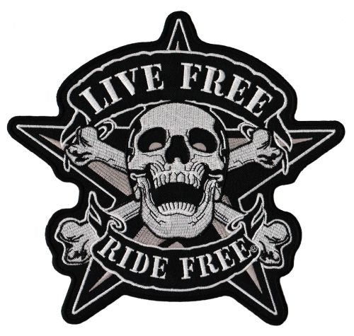 #Backpatch #28 Live Free Ride Free Totenkopf Biker Rückenaufnäher Back Patch Groß 22 x 21 cm