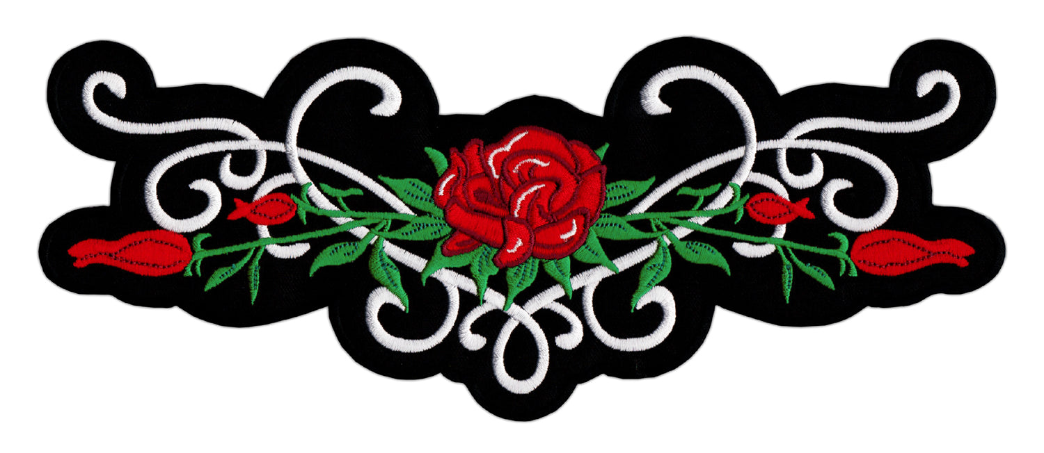 #Backpatch #55 Tattoo Arschgeweih Rose Aufnäher Bügelbild Patch Groß 26,5 x 10,5 cm