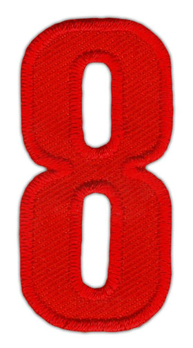 #ao90 Number Eight Red Number 8 Patch Iron-On Application Patch Size 2.5 x 5.0 cm