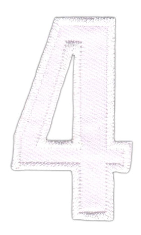 #be71 Number Four White Number 4 Patch Iron-On Application Patch Size 2.5 x 5.0 cm