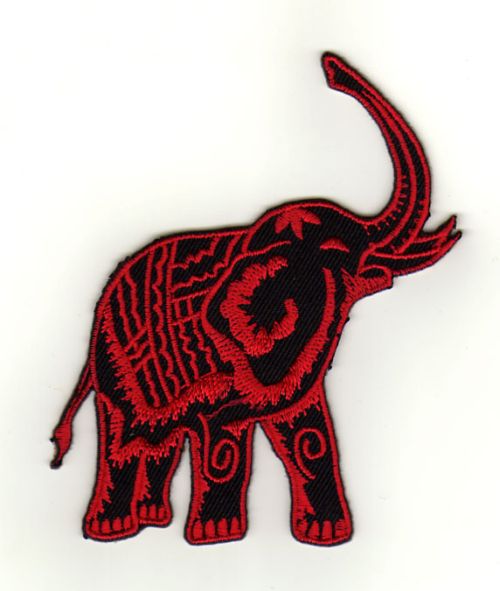 #aa34 Elefant Rot Aufnäher Bügelbild Applikation Patch Größe 8,2 x 9,7 cm