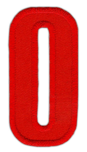 #ao57 Number Zero Red Number 0 Patch Iron-On Application Patch Size 2.5 x 5.0 cm
